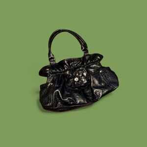 Del Mano Black Handbag with leather Flower​